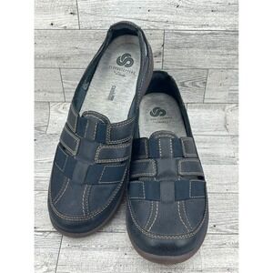 Clarks Cloudsteppers Women Comfort Slip On Shoes Navy Blue Size 7M